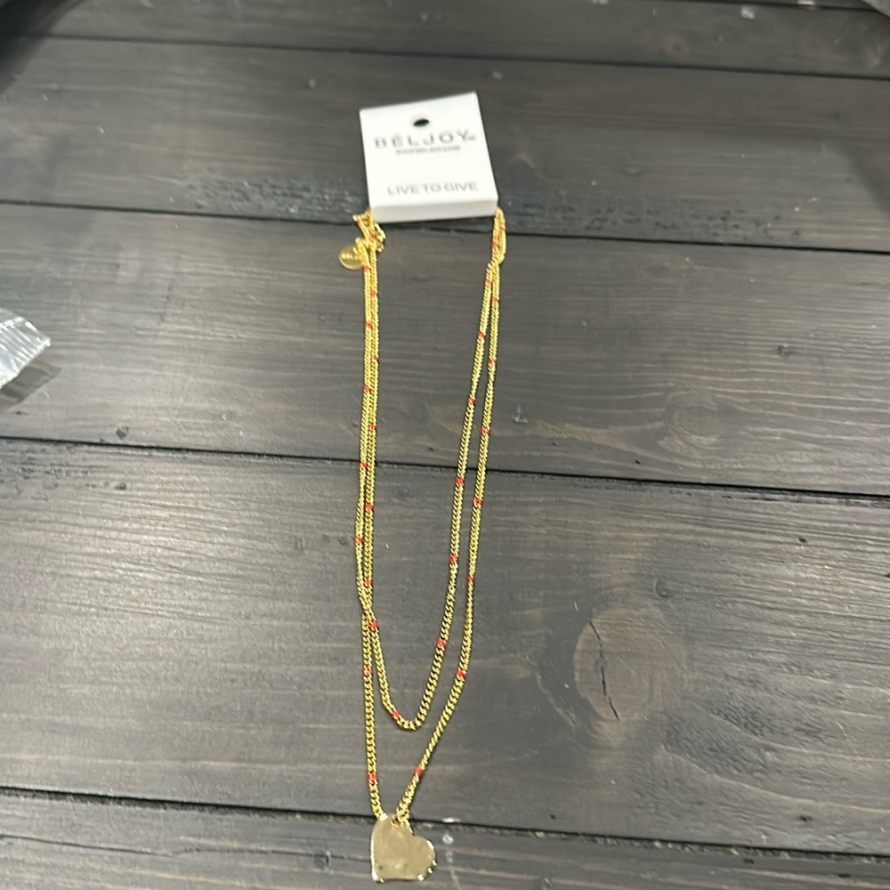 NWT BelJoy Cupid Two Layer Heart Necklace